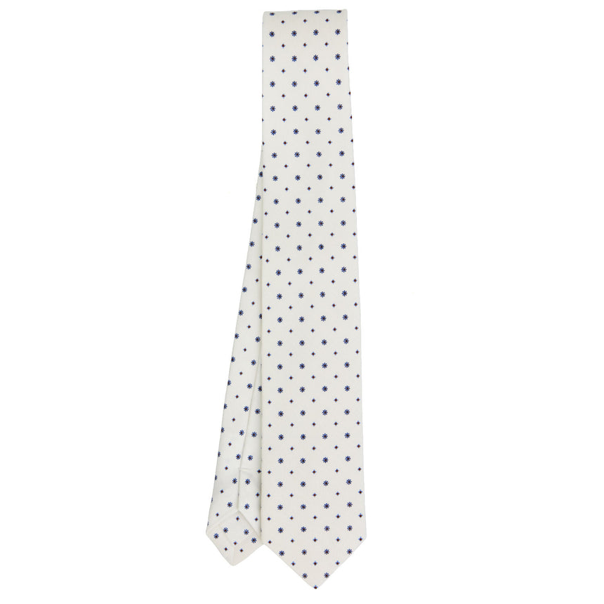 CRAVATTA SARTORIALE 7 CM IN SETA STAMPATA BIANCA