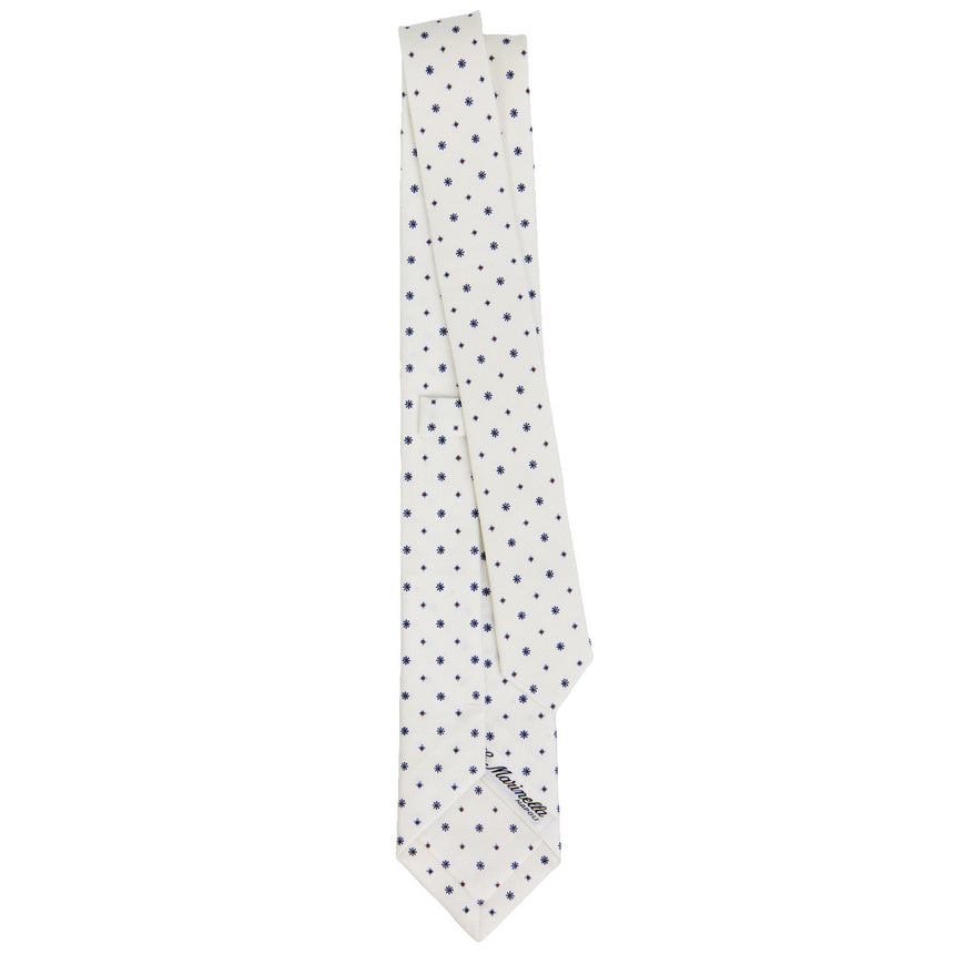 CRAVATTA SARTORIALE 7 CM IN SETA STAMPATA BIANCA