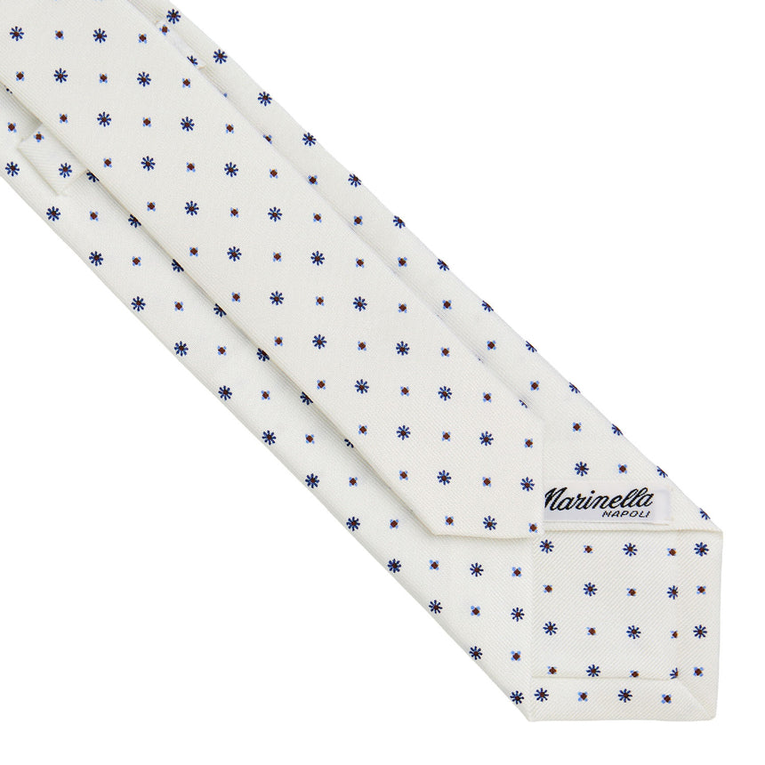 CRAVATTA SARTORIALE 7 CM IN SETA STAMPATA BIANCA