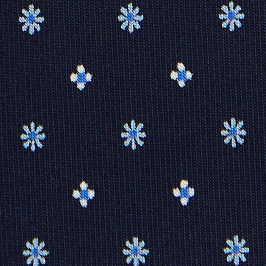 CRAVATTA SARTORIALE 7 CM IN SETA STAMPATA BLU SCURO