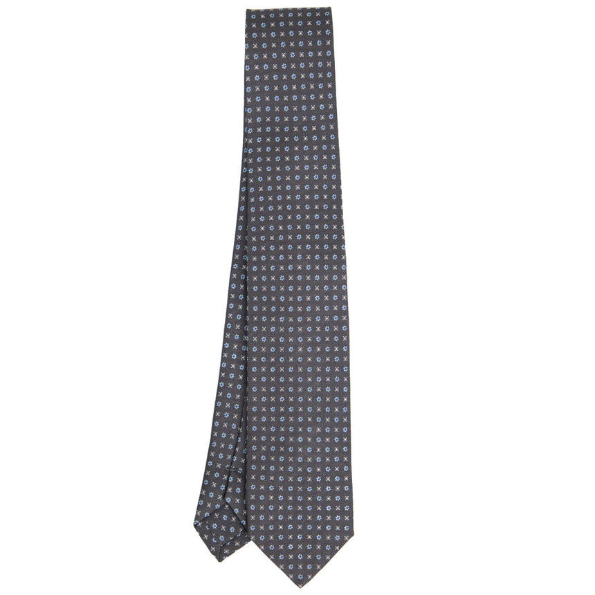 CRAVATTA SARTORIALE 7 CM IN SETA STAMPATA GRIGIO SCURO