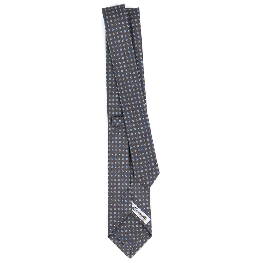 CRAVATTA SARTORIALE 7 CM IN SETA STAMPATA GRIGIO SCURO