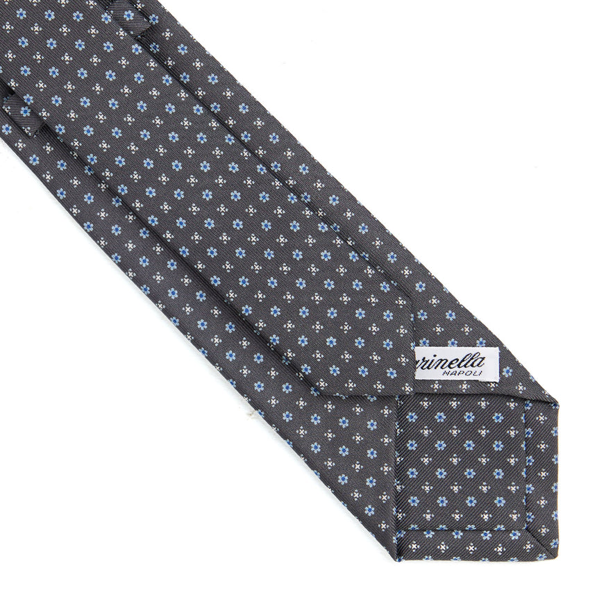 CRAVATTA SARTORIALE 7 CM IN SETA STAMPATA GRIGIO SCURO