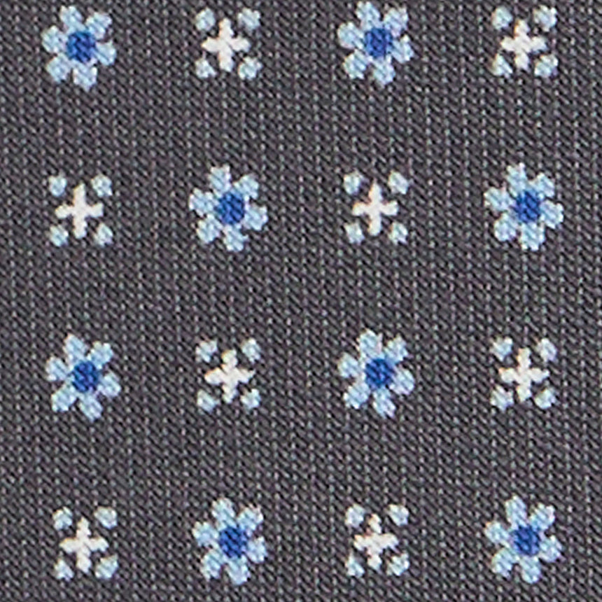 CRAVATTA SARTORIALE 7 CM IN SETA STAMPATA GRIGIO SCURO
