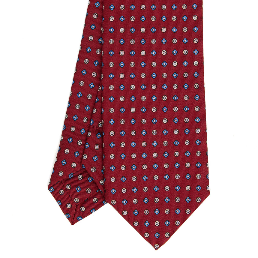 CRAVATTA SARTORIALE 7 CM IN SETA STAMPATA BORDEAUX