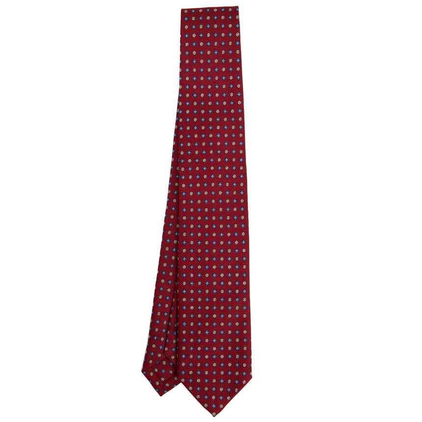 CRAVATTA SARTORIALE 7 CM IN SETA STAMPATA BORDEAUX