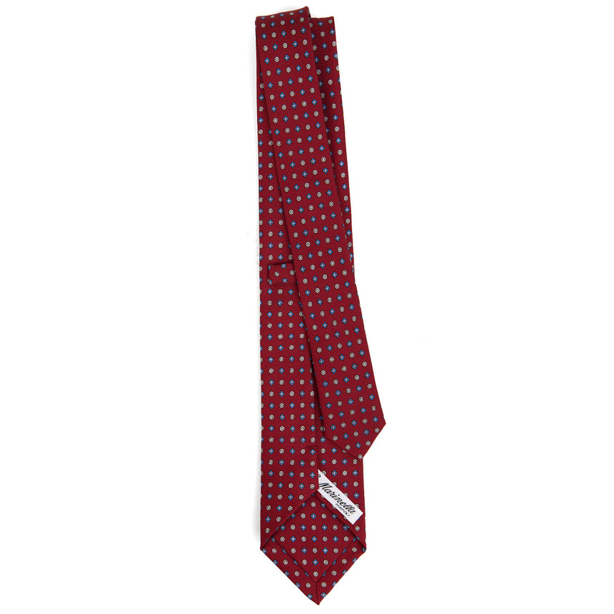 CRAVATTA SARTORIALE 7 CM IN SETA STAMPATA BORDEAUX
