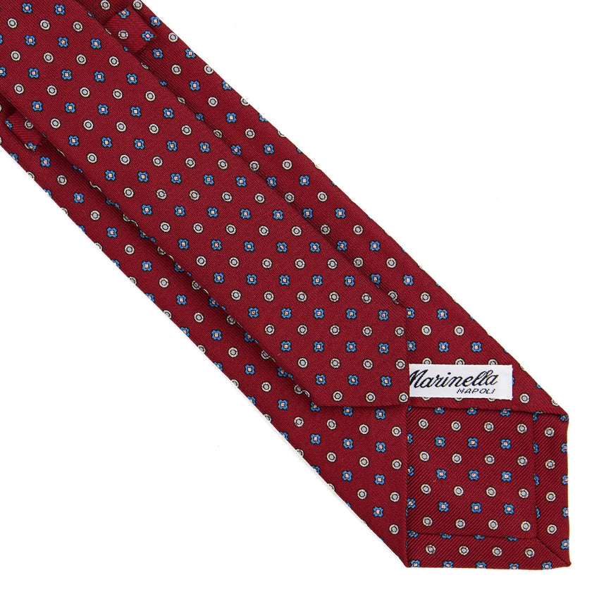 CRAVATTA SARTORIALE 7 CM IN SETA STAMPATA BORDEAUX