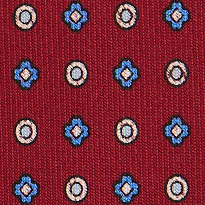 CRAVATTA SARTORIALE 7 CM IN SETA STAMPATA BORDEAUX