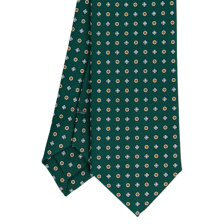 DARK GREEN SARTORIAL 7 CM PRINTED SILK TIE