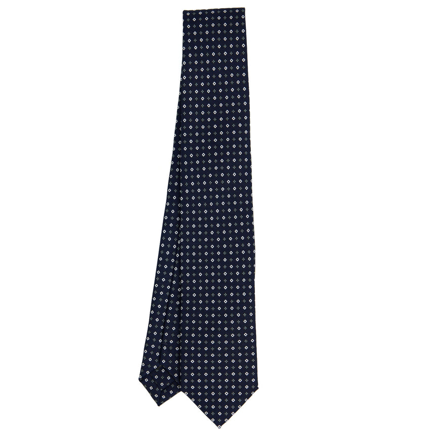 DARK BLUE SARTORIAL 7 CM PRINTED SILK TIE
