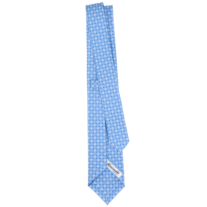 CRAVATTA SARTORIALE 7 CM IN SETA STAMPATA AZZURRA