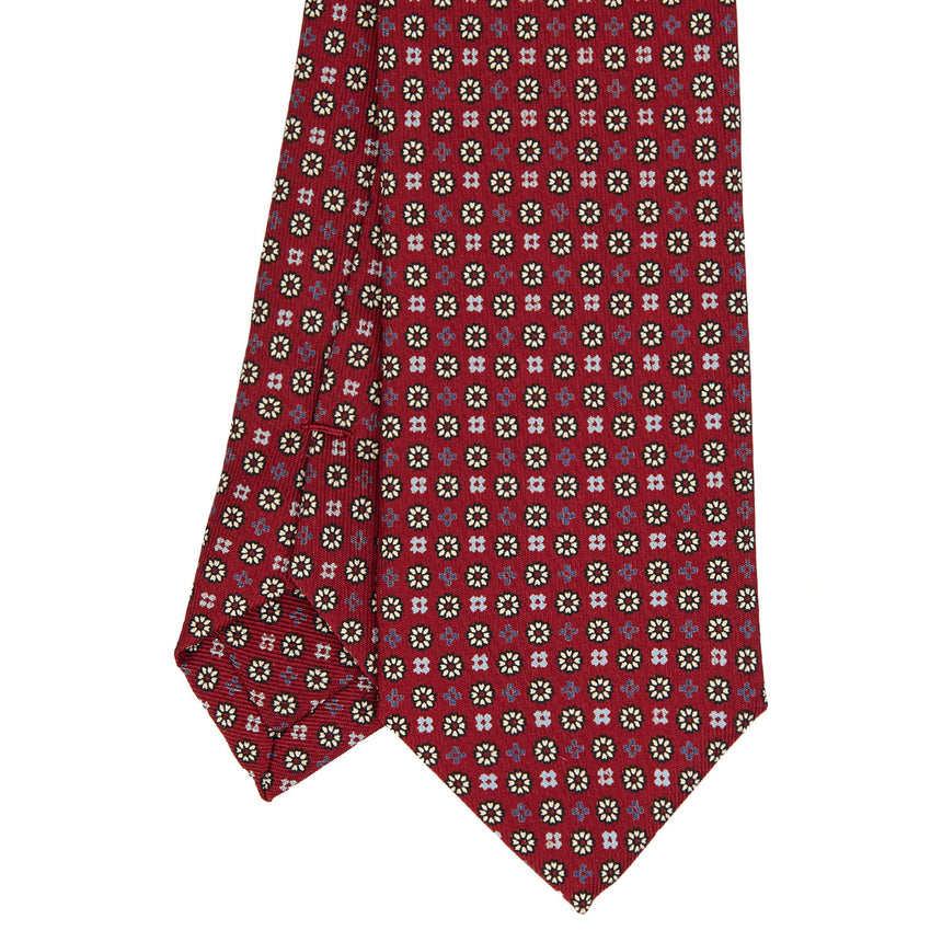 CRAVATTA SARTORIALE 7 CM IN SETA STAMPATA BORDEAUX