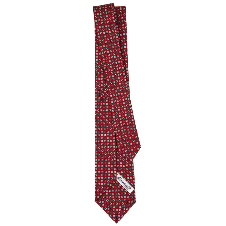 CRAVATTA SARTORIALE 7 CM IN SETA STAMPATA BORDEAUX