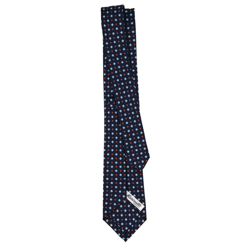 DARK BLUE SARTORIAL 7 CM PRINTED SILK TIE