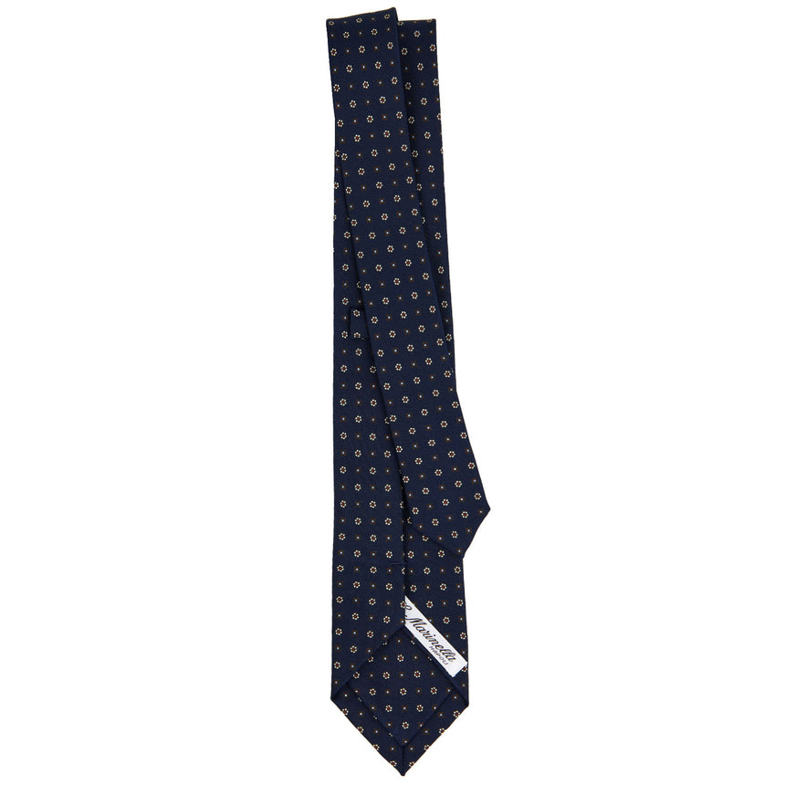 CRAVATTA SARTORIALE 7 CM IN SETA STAMPATA BLU SCURO
