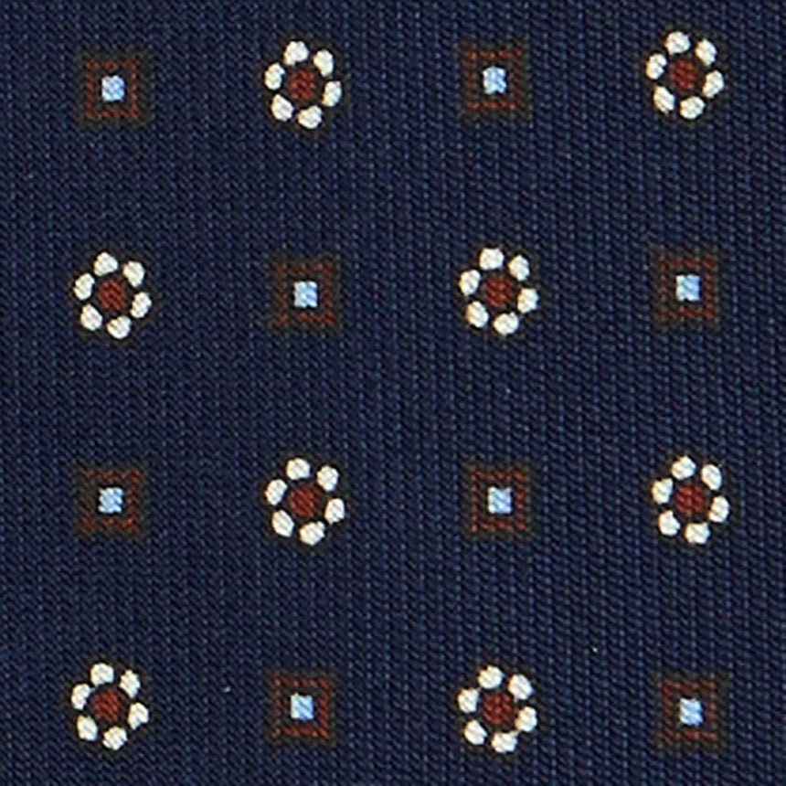 DARK BLUE SARTORIAL 7 CM PRINTED SILK TIE