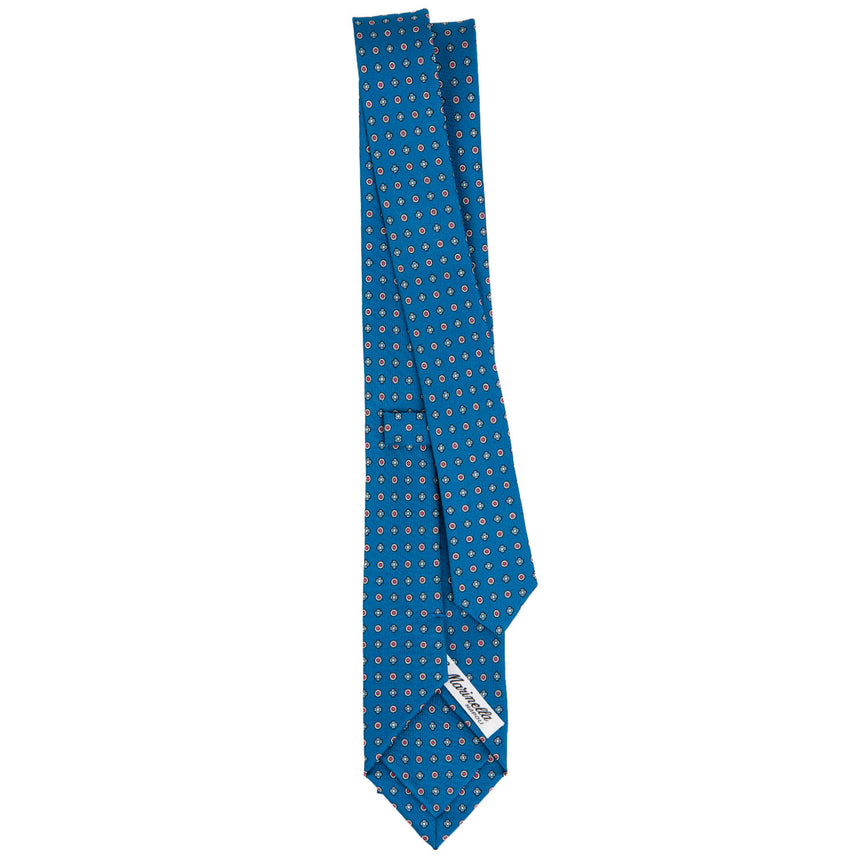 CRAVATTA SARTORIALE 7 CM IN SETA STAMPATA BLU MEDIO