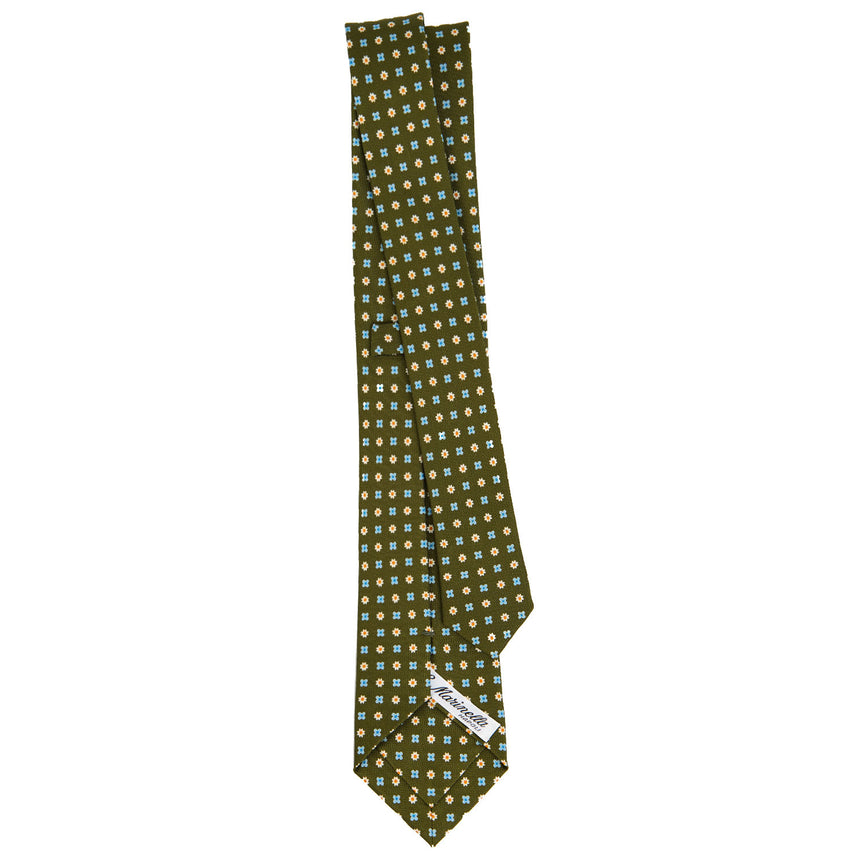 OLIVE GREEN SARTORIAL 7 CM PRINTED SILK TIE