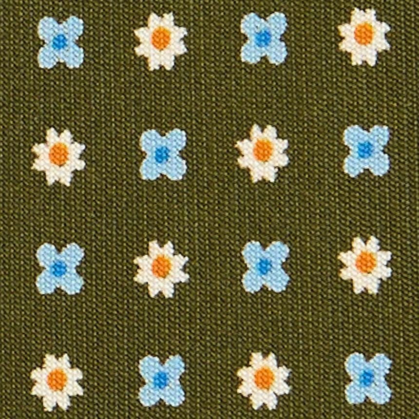 OLIVE GREEN SARTORIAL 7 CM PRINTED SILK TIE