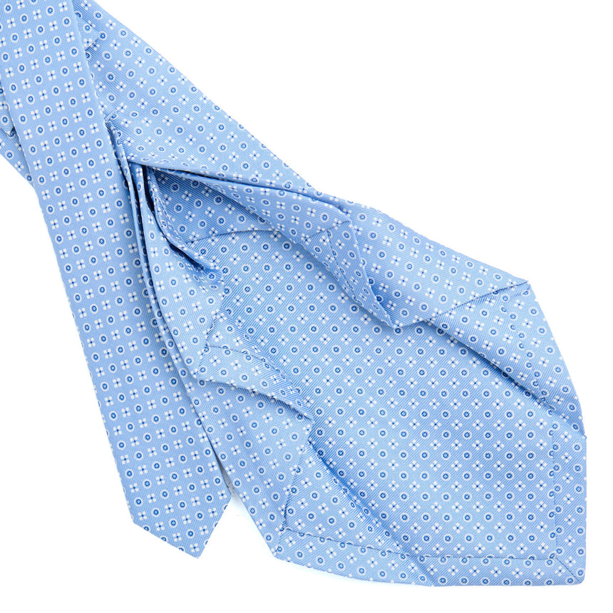 CRAVATTA SARTORIALE 7 PIEGHE IN SETA AZZURRA