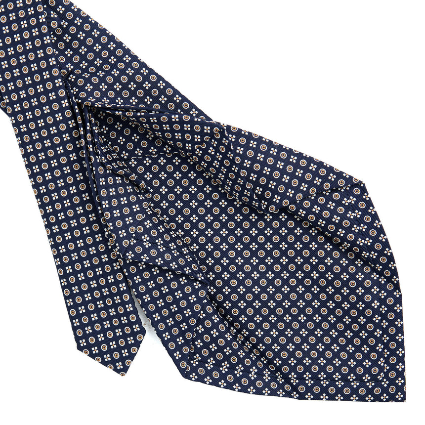 CRAVATTA SARTORIALE 7 PIEGHE IN SETA BLU SCURO