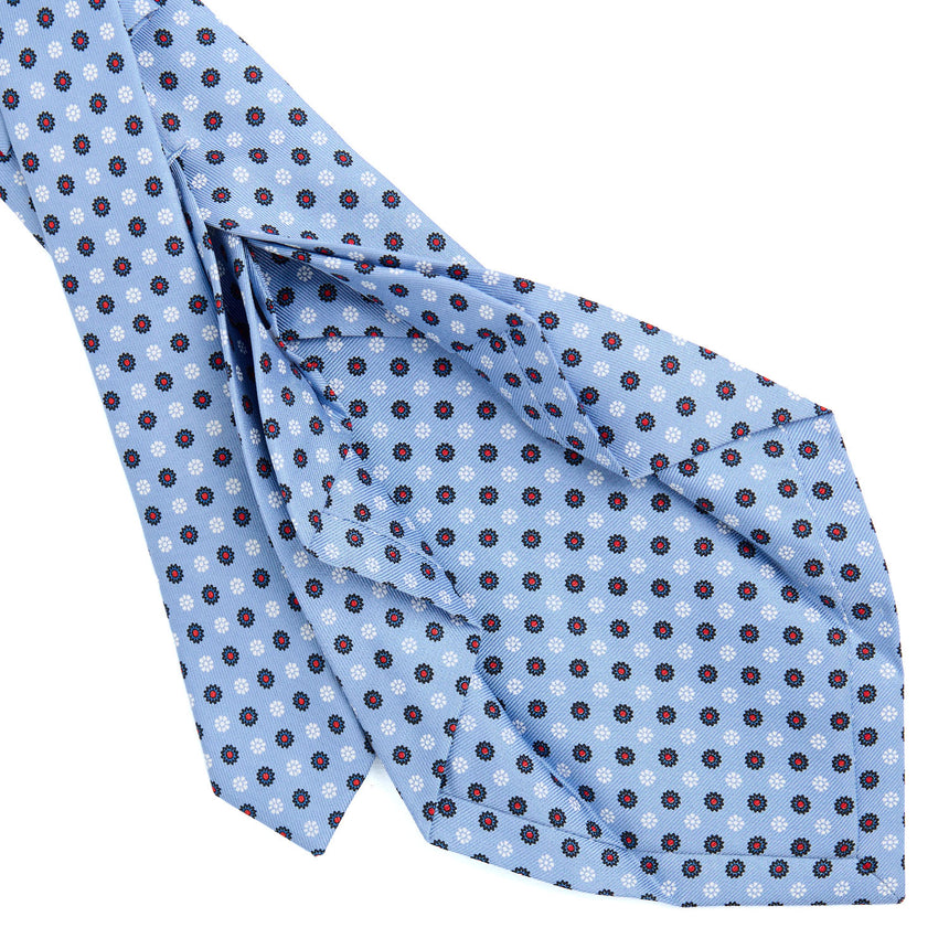 CRAVATTA SARTORIALE 7 PIEGHE IN SETA AZZURRA