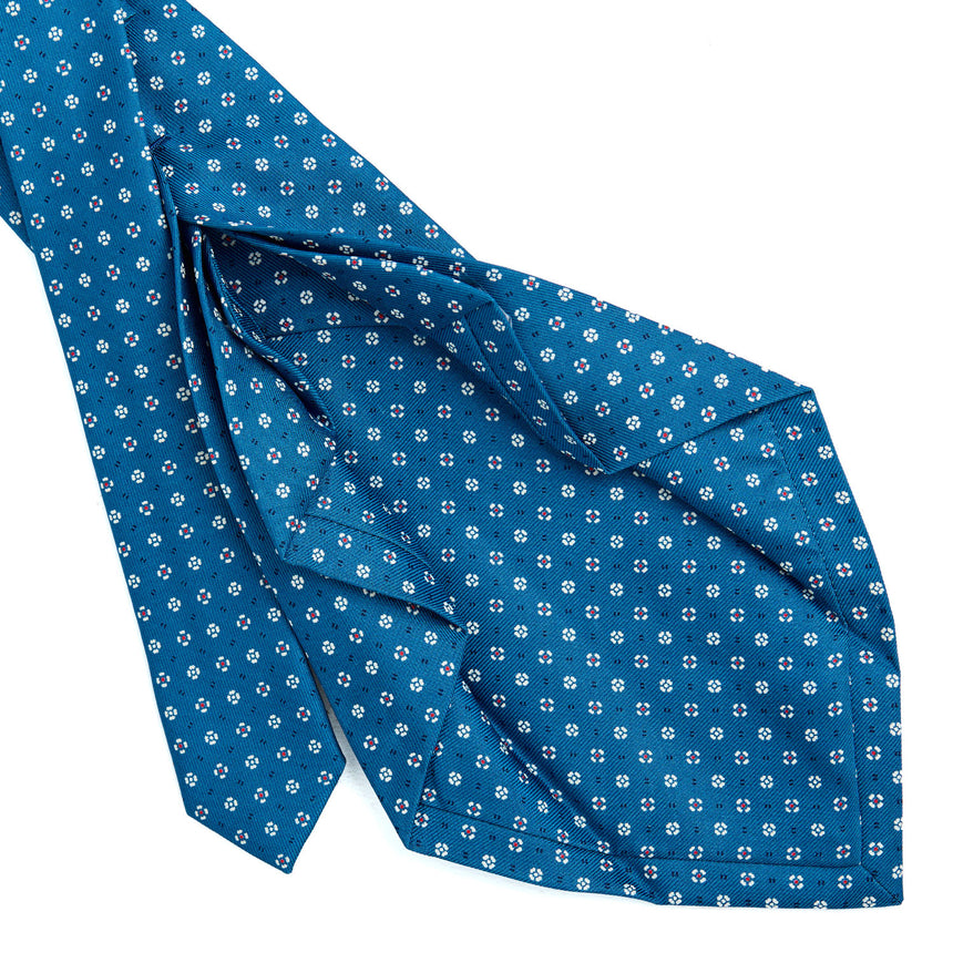 CRAVATTA SARTORIALE 7 PIEGHE IN SETA BLU MEDIO