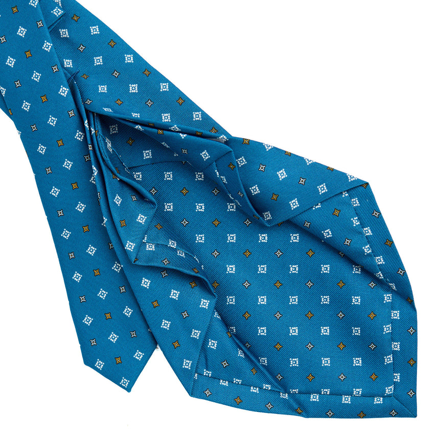 MID BLUE 7 FOLD SARTORIAL SILK TIE