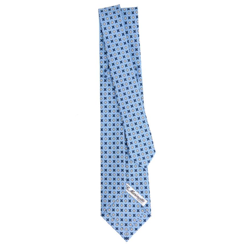 CRAVATTA SARTORIALE 7 PIEGHE IN SETA AZZURRA