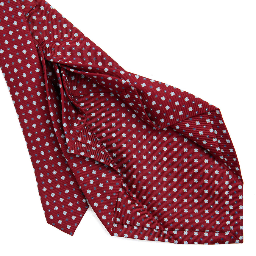 BURGUNDY 7 FOLD SARTORIAL PRINTED SILK TIE