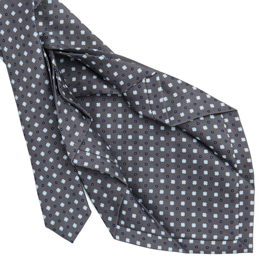 DARK GREY 7 FOLD SARTORIAL PRINTED SILK TIE
