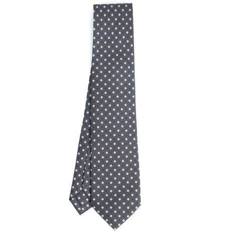 DARK GREY 7 FOLD SARTORIAL PRINTED SILK TIE
