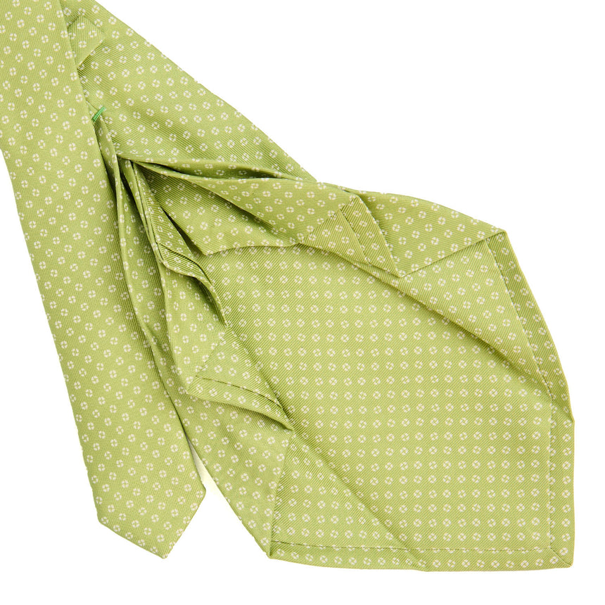 LIGHT GREEN 7 FOLD SARTORIAL PRINTED SILK TIE
