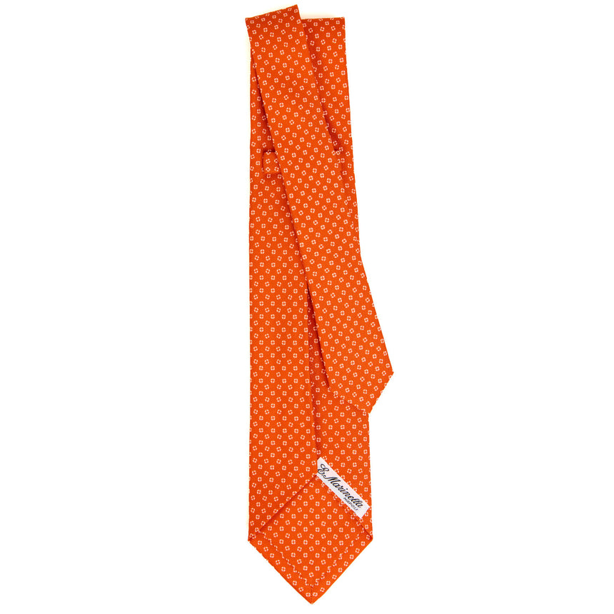 ORANGE 7 FOLD SARTORIAL PRINTED SILK TIE