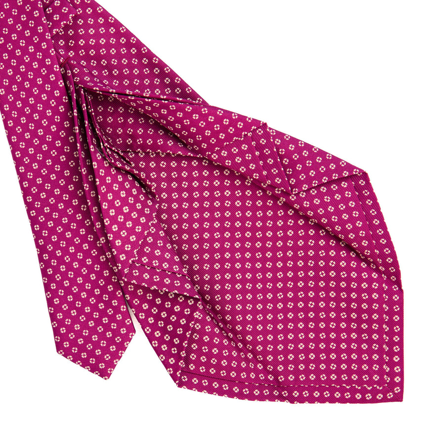 CRAVATTA SARTORIALE 7 PIEGHE IN SETA STAMPATA FUCSIA