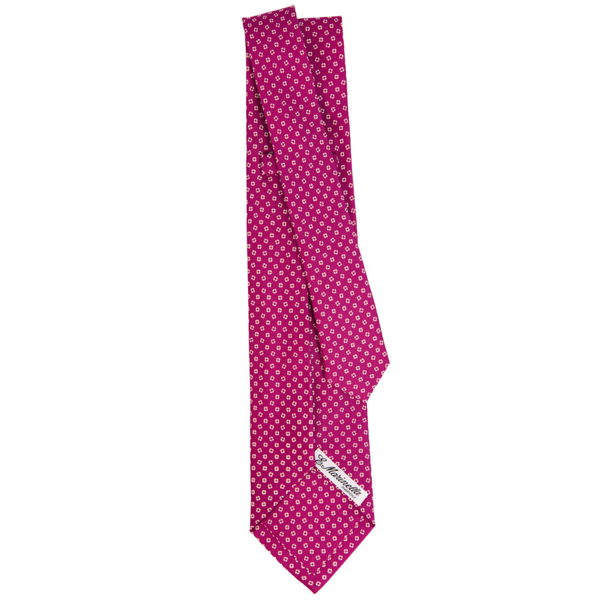 CRAVATTA SARTORIALE 7 PIEGHE IN SETA STAMPATA FUCSIA