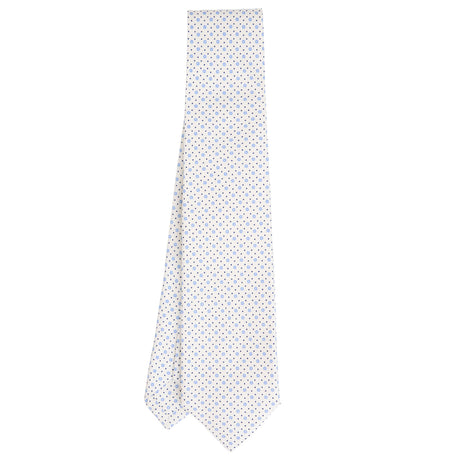 WHITE 7 FOLD SARTORIAL PRINTED SILK TIE