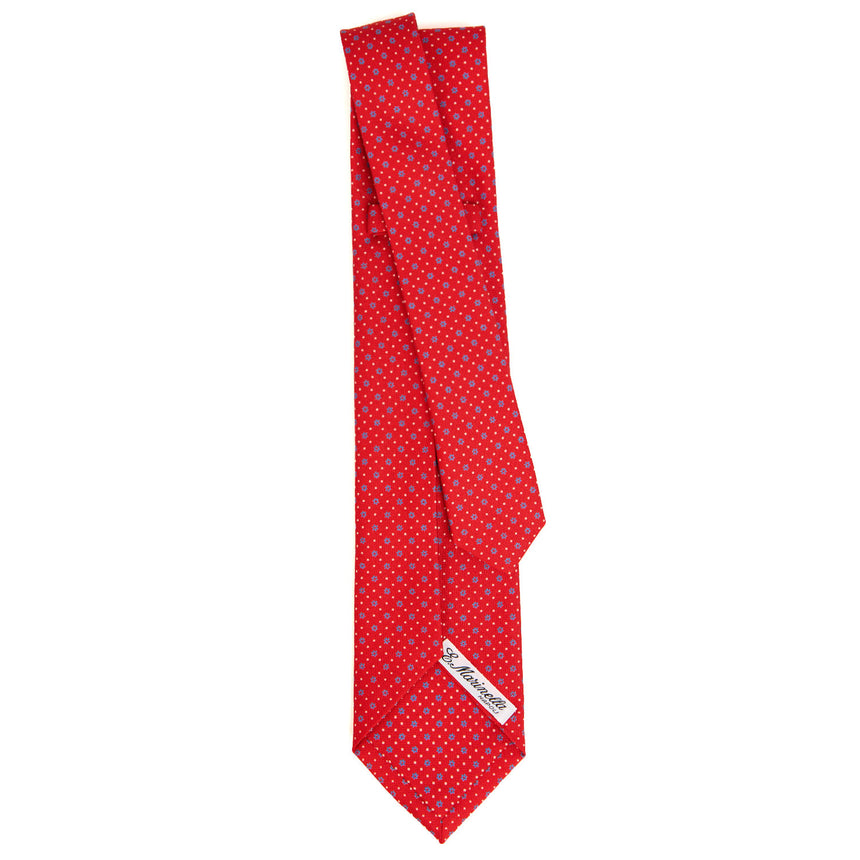 RED 7 FOLD SARTORIAL PRINTED SILK TIE