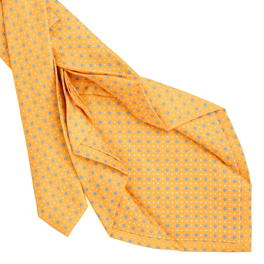 YELLOW 7 FOLD SARTORIAL PRINTED SILK TIE