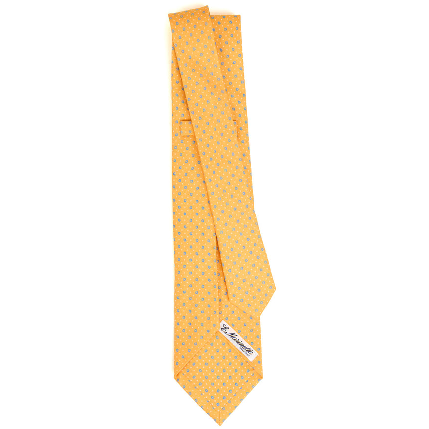 YELLOW 7 FOLD SARTORIAL PRINTED SILK TIE