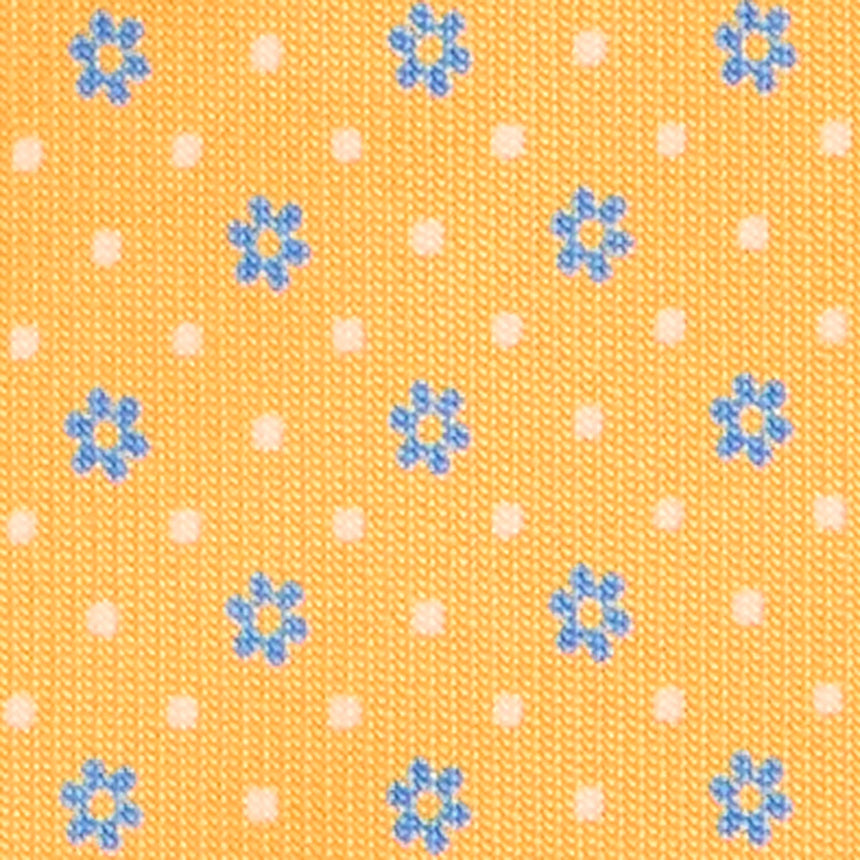YELLOW 7 FOLD SARTORIAL PRINTED SILK TIE