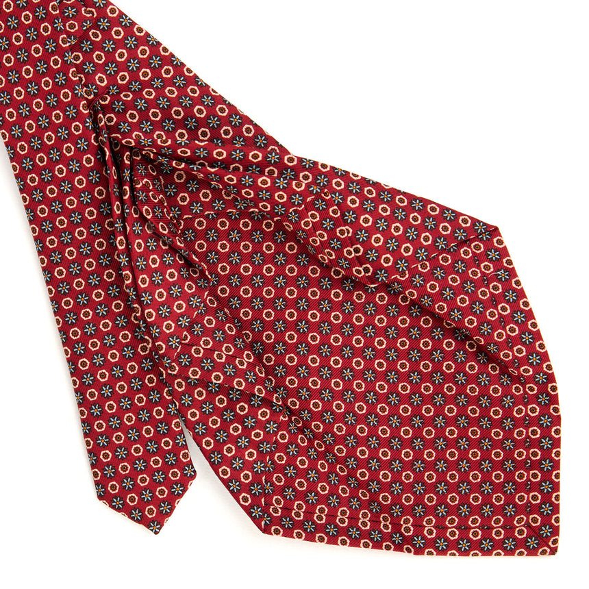 CRAVATTA SARTORIALE 7 PIEGHE IN SETA STAMPATA BORDEAUX