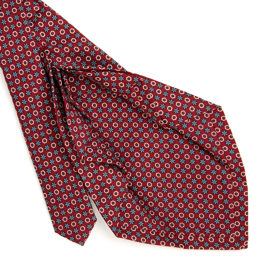 CRAVATTA SARTORIALE 7 PIEGHE IN SETA STAMPATA BORDEAUX