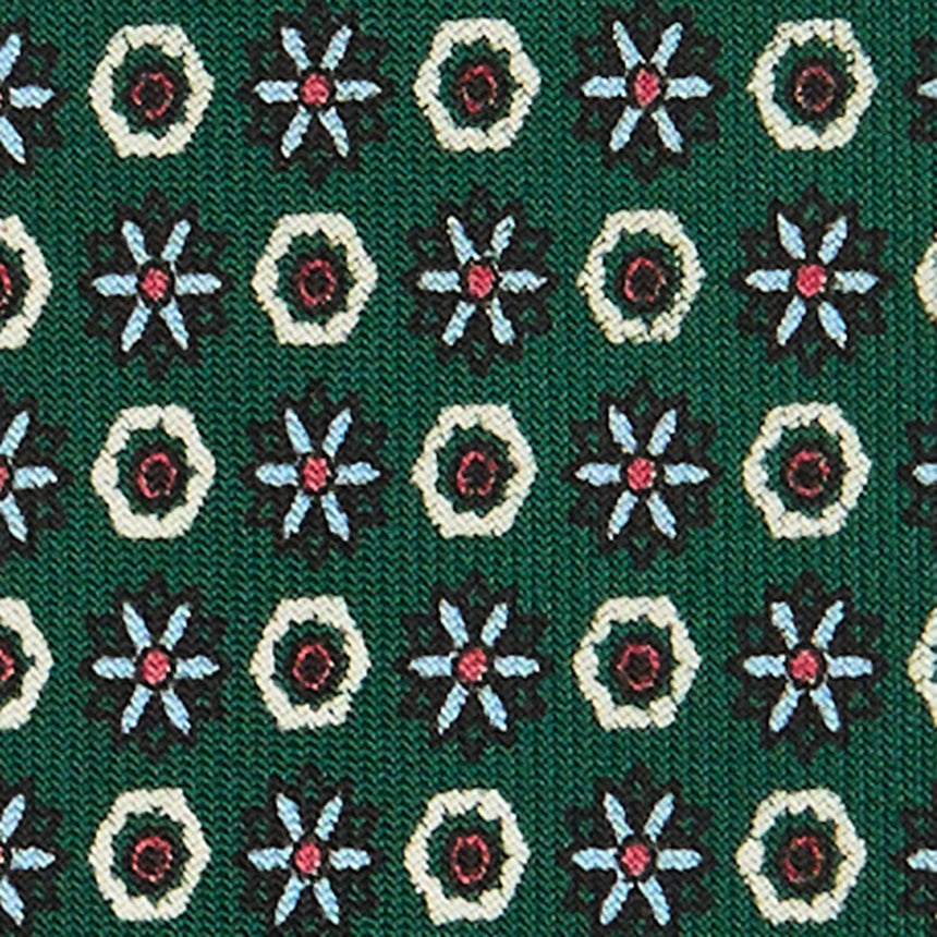 CRAVATTA SARTORIALE 7 PIEGHE IN SETA STAMPATA VERDE SCURO