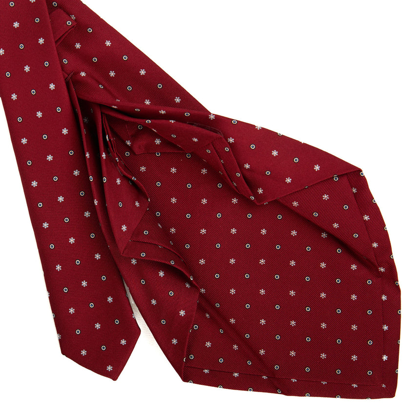 CRAVATTA SARTORIALE 7 PIEGHE IN SETA STAMPATA BORDEAUX