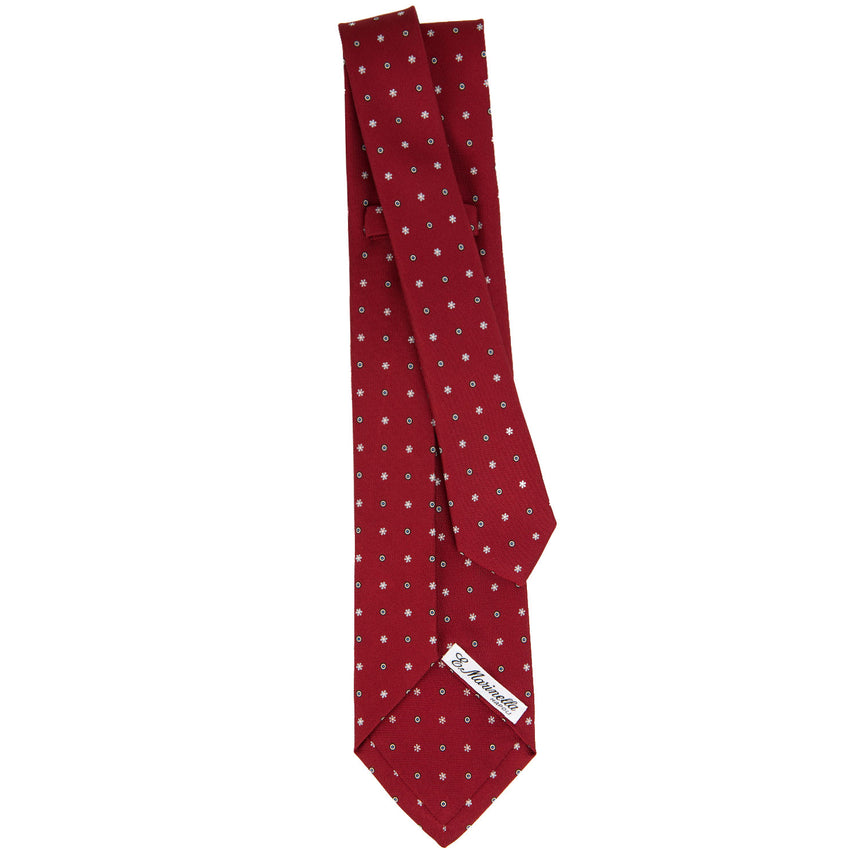 CRAVATTA SARTORIALE 7 PIEGHE IN SETA STAMPATA BORDEAUX