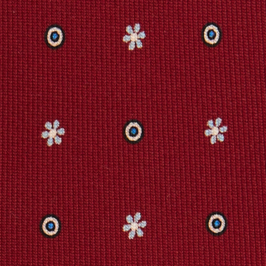 CRAVATTA SARTORIALE 7 PIEGHE IN SETA STAMPATA BORDEAUX
