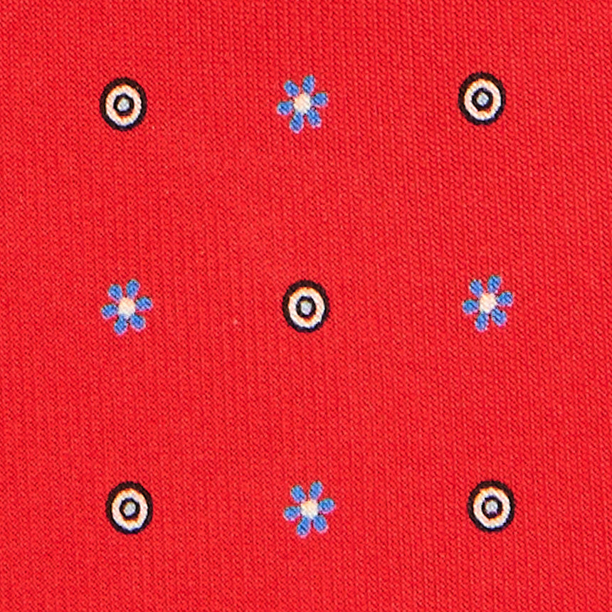 RED 7 FOLD SARTORIAL PRINTED SILK TIE
