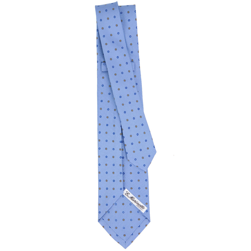 LIGHT BLUE 7 FOLD SARTORIAL PRINTED SILK TIE